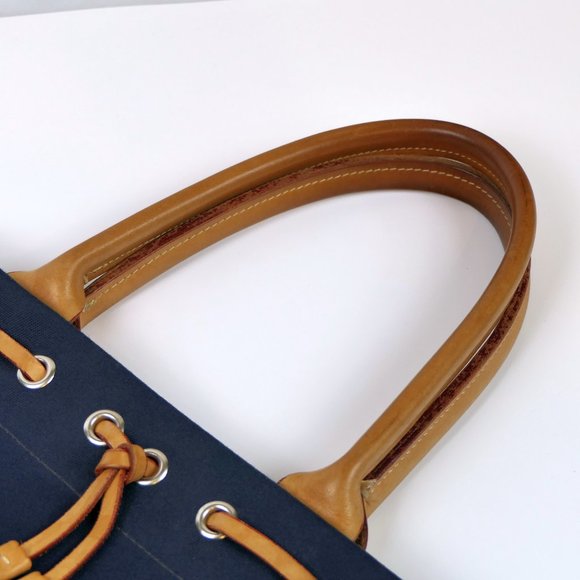 Dooney & Bourke Blue Canvas and Brown Leather Shoulder / Hand Bag - Picture 5 of 10